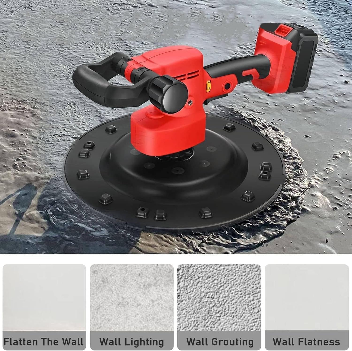 1680W Electric Concrete Polishing Machine, 200 RPM Trowel, 6 Speed Wall Grinder, Multi-Functional Smooth Finishing Tool, Battery Included for Efficient Surface Preparation