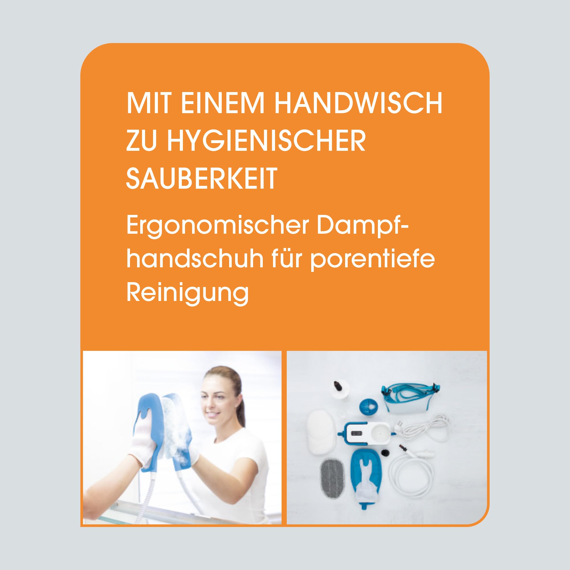 Livington SteamTouch - ergonomischer Handdampfreiniger - Dampfreiniger Handgerät gegen Schmutz, Gerüche, Keime, Bakterien - Reinigung für Küche, Bad, Polster - Steam Cleaner für hygienische Sauberkeit