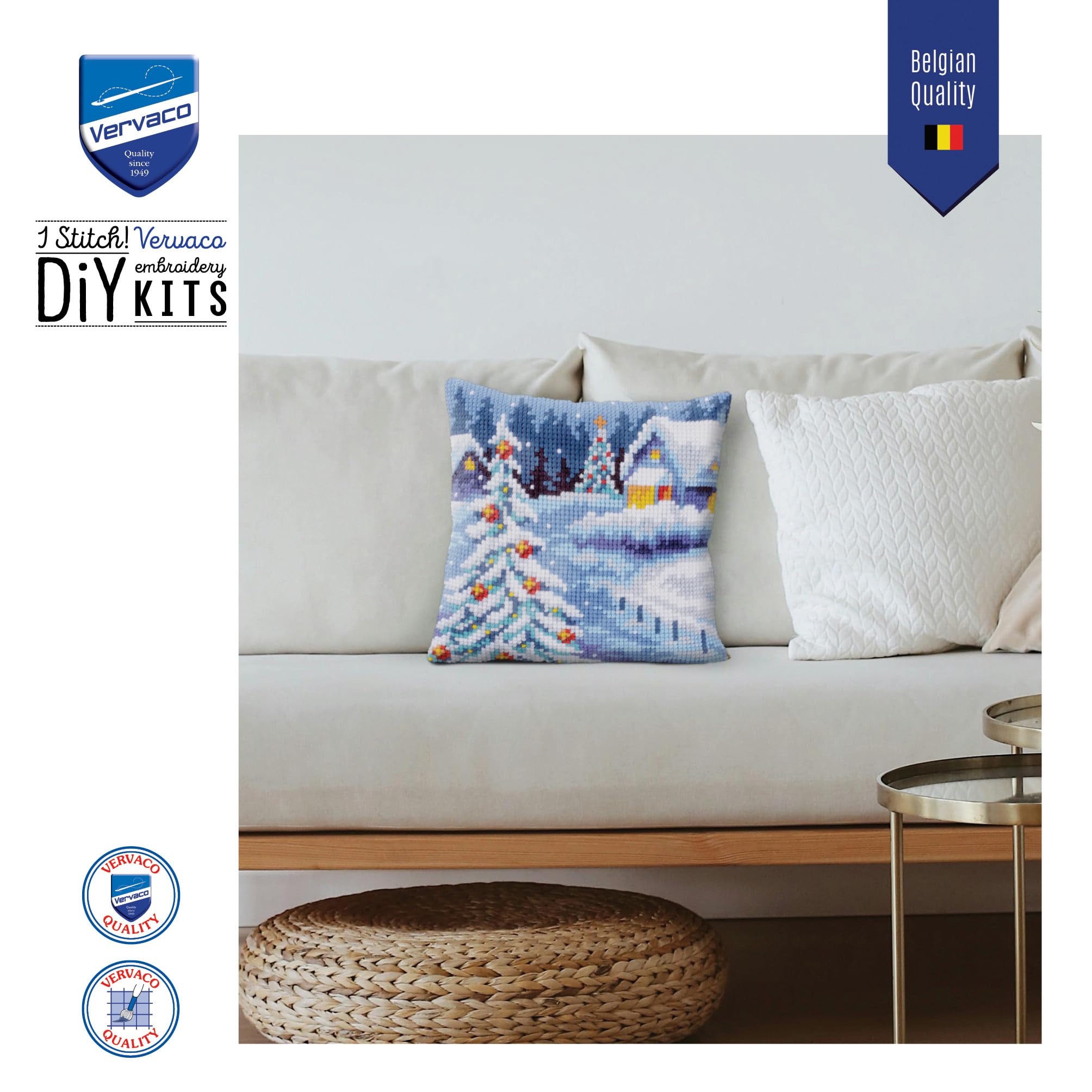 Tessuto Cotone Per Ricamo 45x45 Cm Accessorio Per Hobby Creativi Vervaco Dorso Per Cuscino Punto Croce GRIGIO Retro Per Cuscino Con Zip 45 X 45 Cm Fodera Posteriore Per Rifinire Lavori Di