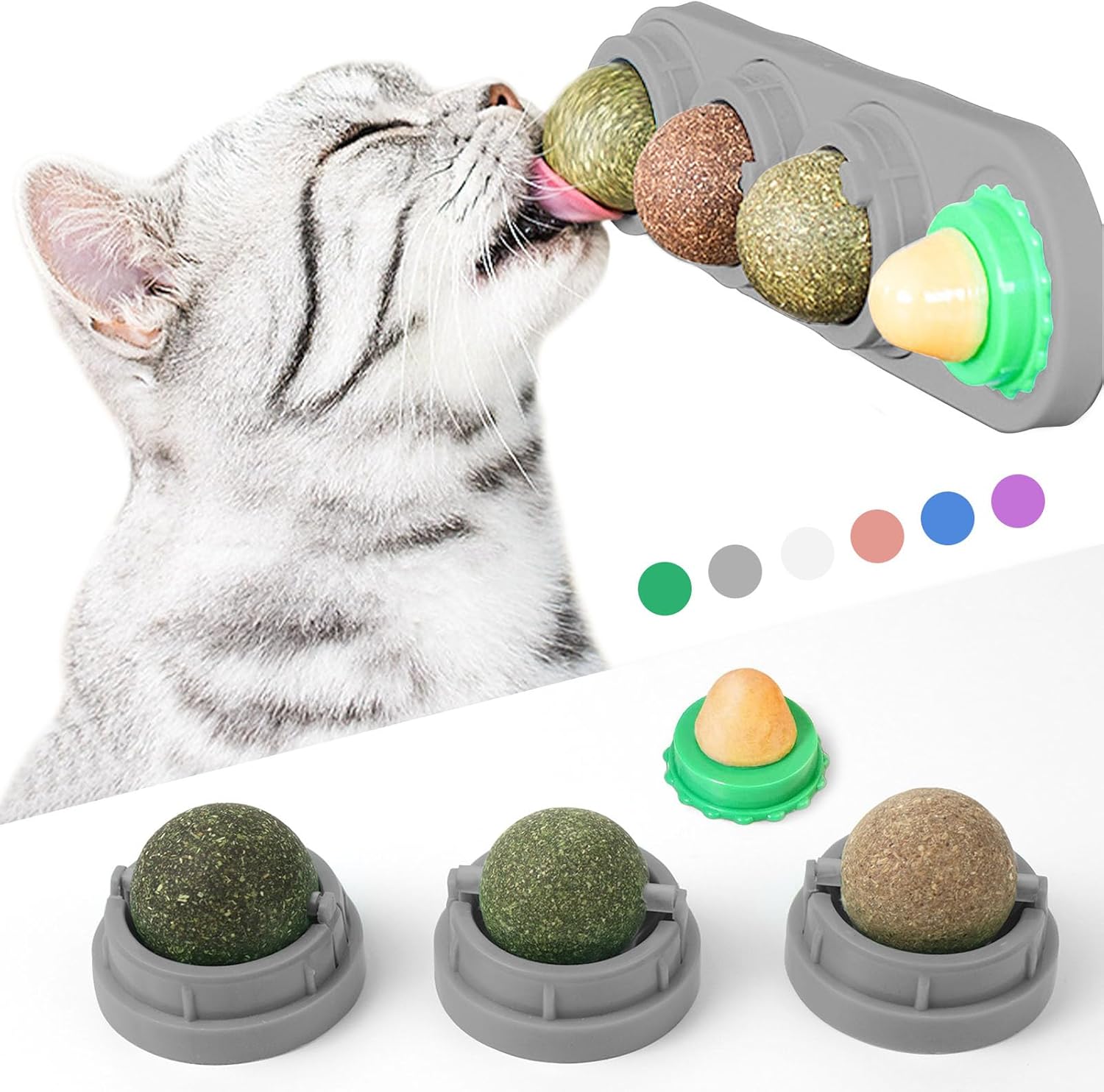 COSOWO Catnip Wall Ball 4 Pcs for Cats, Catnip Toys Wall