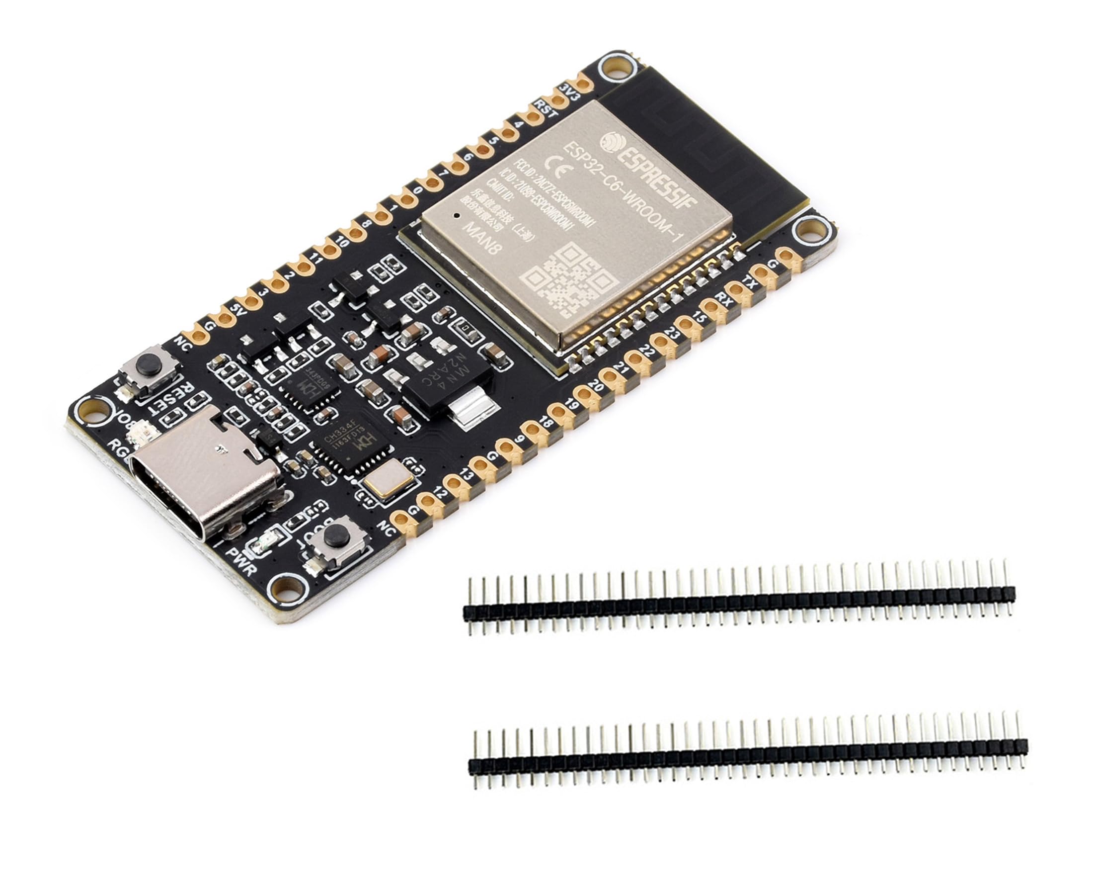ESP32-C6 Microcontroller W-i-F-i Development Board Adopts ESP32-C6-WROOM-1-N8 Module Built-in 8MB Flash, Integrated W-i-F-i 6 Blue-Too-th 5 and and