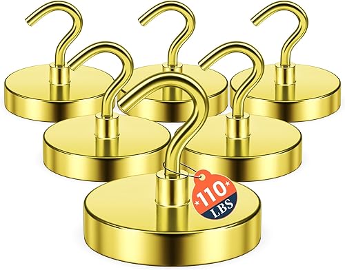 Vista 12 de FINDMAG Ganchos Magnéticos Negros, Ganchos Magnéticos Fuertes de 50 libras para Colgar, Imanes de Neodimio de Tierras Raras de Servicio Pesado