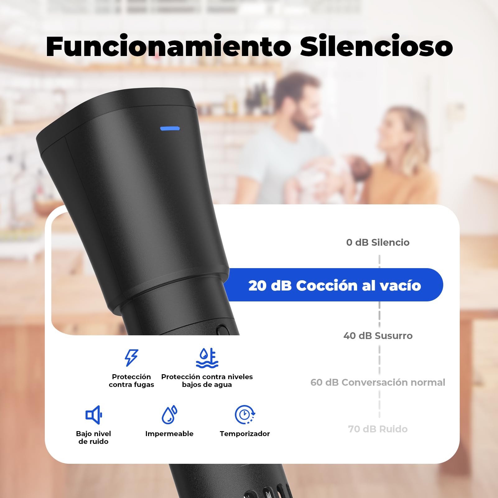 Roner Cocina Baja Temperatura Sous Vide Roner con Función de Reserva 1000W Circulador de Inmersión Termal Temporizador Digital Temperatura Precisa