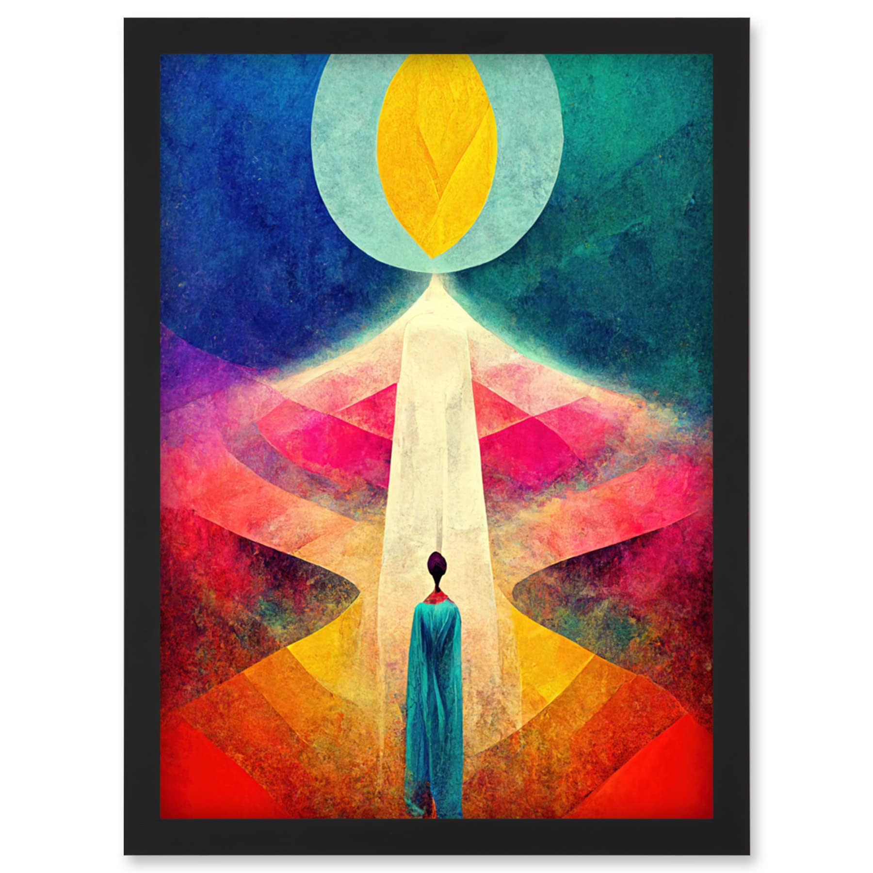 Artery8 Abstract Spiritual Painting Framed Wall Art Print A4 - Black