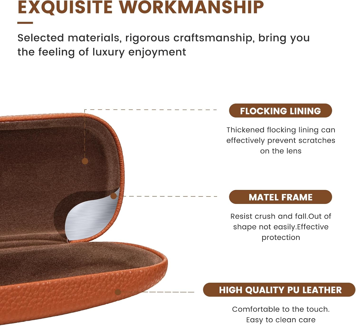 molshine Hard Shell PU Leather Glasses Case,Travel Portable Eyeglass Case for Men Women Girl Travel Study Work