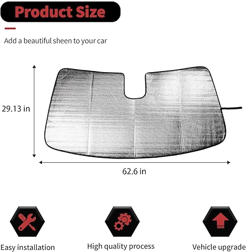 Miniatura 4 de RT-TCZ Parasol para parabrisas, protector térmico para ventana, parasol para GMC Sierra 2019, 2020, 2021, 2022, 2023, 2024, para Chevrolet Silverado