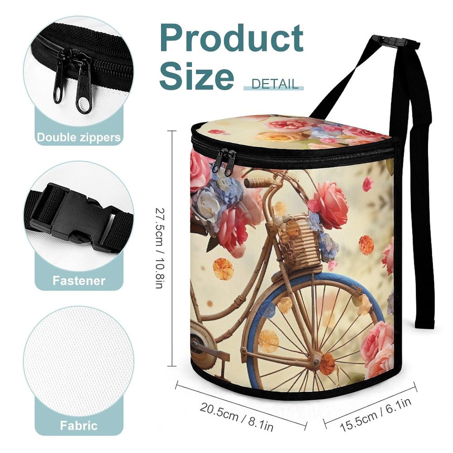 Hanging Car Trash Bag Flower Bicycle Printed Car Garbage Storage Bag Leakproof Car Trash Can Portable Garbage Storage Bags