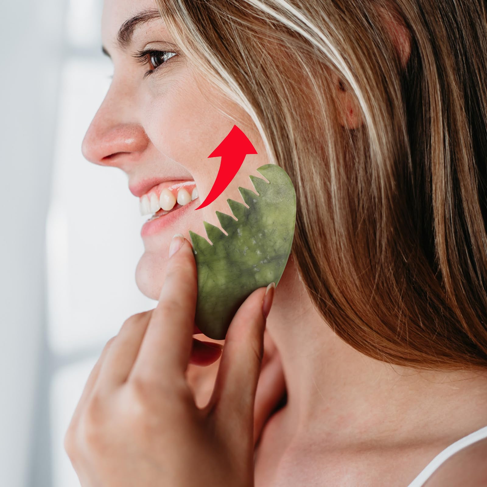 Peine de Masaje Gua Sha de Jade Natural, 4 Piezas para Rostro y Pies | Herramientas de Raspado, Acabado Liso, Uso Facial y Podal, Alivio de Tensión, Relajación y Cuidado Diario