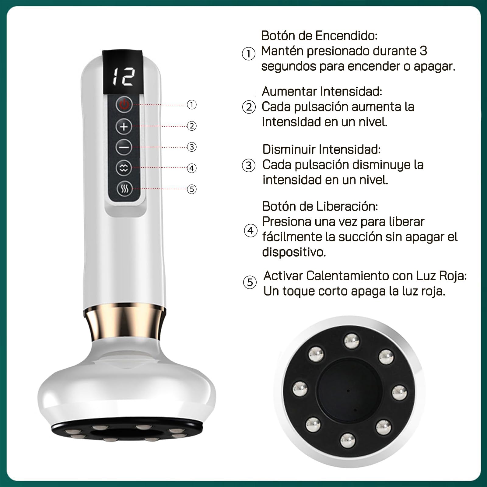 Masajeador Anticelulítico 4 en 1 con Infrarrojos, Reduce la Celulitis y Tonifica Piernas, Glúteos y Abdomen (Gris)