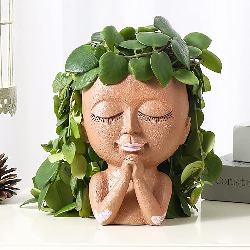 Miniatura 6 de ZJ Whoest Macetas faciales para mamá, regalos para mamá, macetas de cabeza para suculentas, macetas de cara para plantas de interior y exterior con