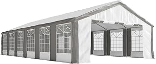 Outsunny 20 x 40 ft Heavy Duty Party Tent Outdoor Gazebo Wedding Tent Event Shelter Carport BBQ with Removable Sidewalls & Windows, Outside Waterproof Canopy for Parties, White and Gray