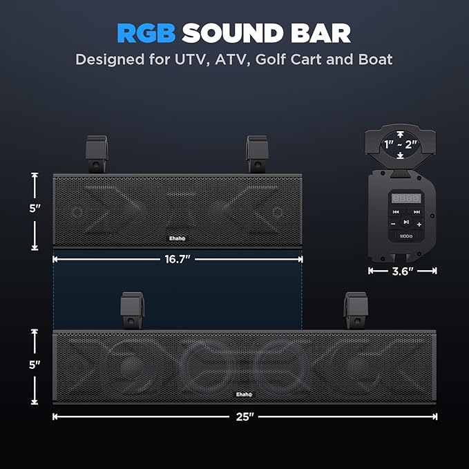 Ehaho Barra de Sonido 25 Pulgadas UTV, Bluetooth IP66 miniatura 9