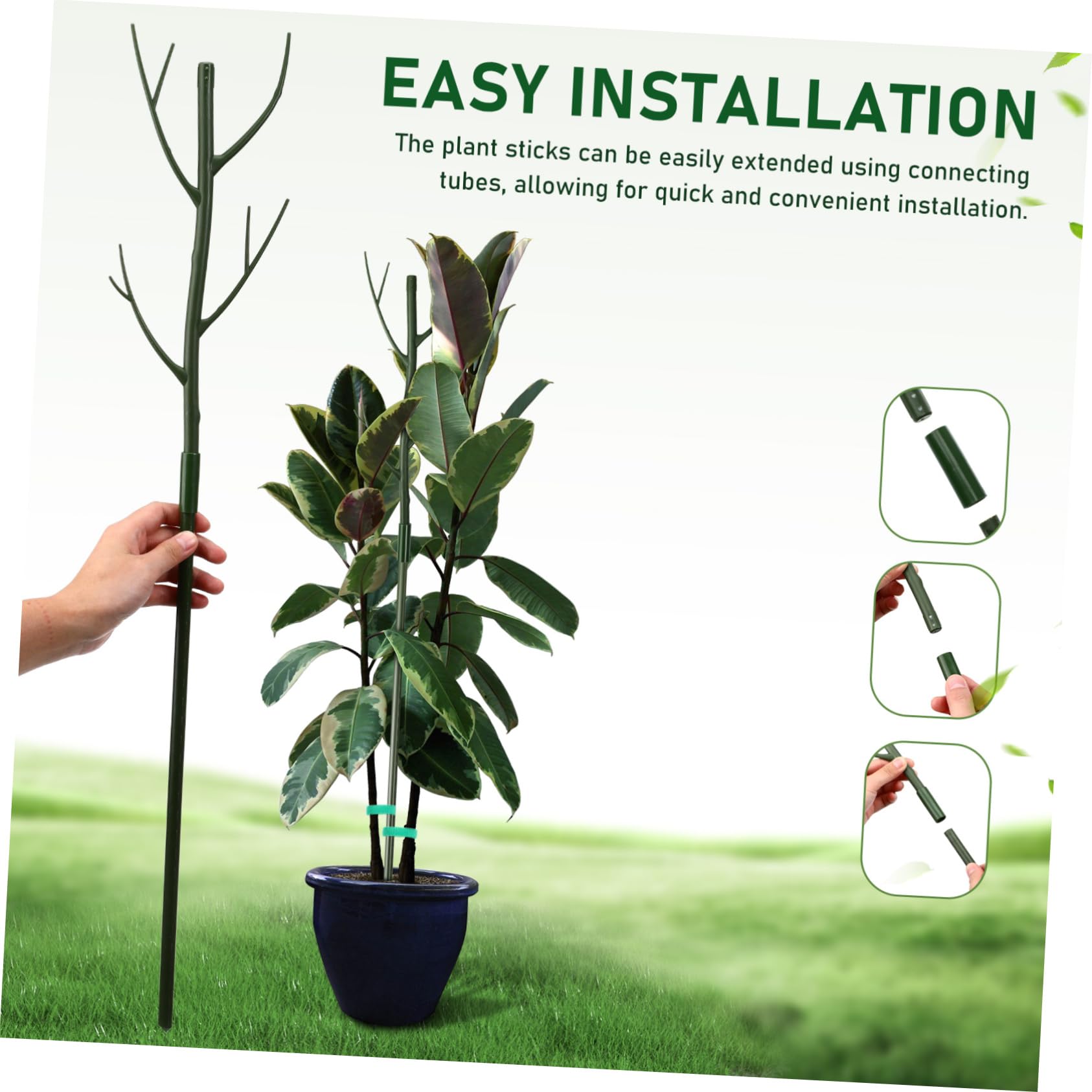 POPETPOP Lot de Supports pour Plantes Grimpantes, Tuteurs Verts en Plastique, Clips à Fleurs et Liens, pour Jardin et Intérieur