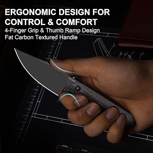 Miniatura 99 de Kizer Mini Harpoon Cuchillo de hoja fija con funda, cuchillo de caza de hoja de 3 V con mango G10, cuchillos pequeños EDC de hoja fija para camping