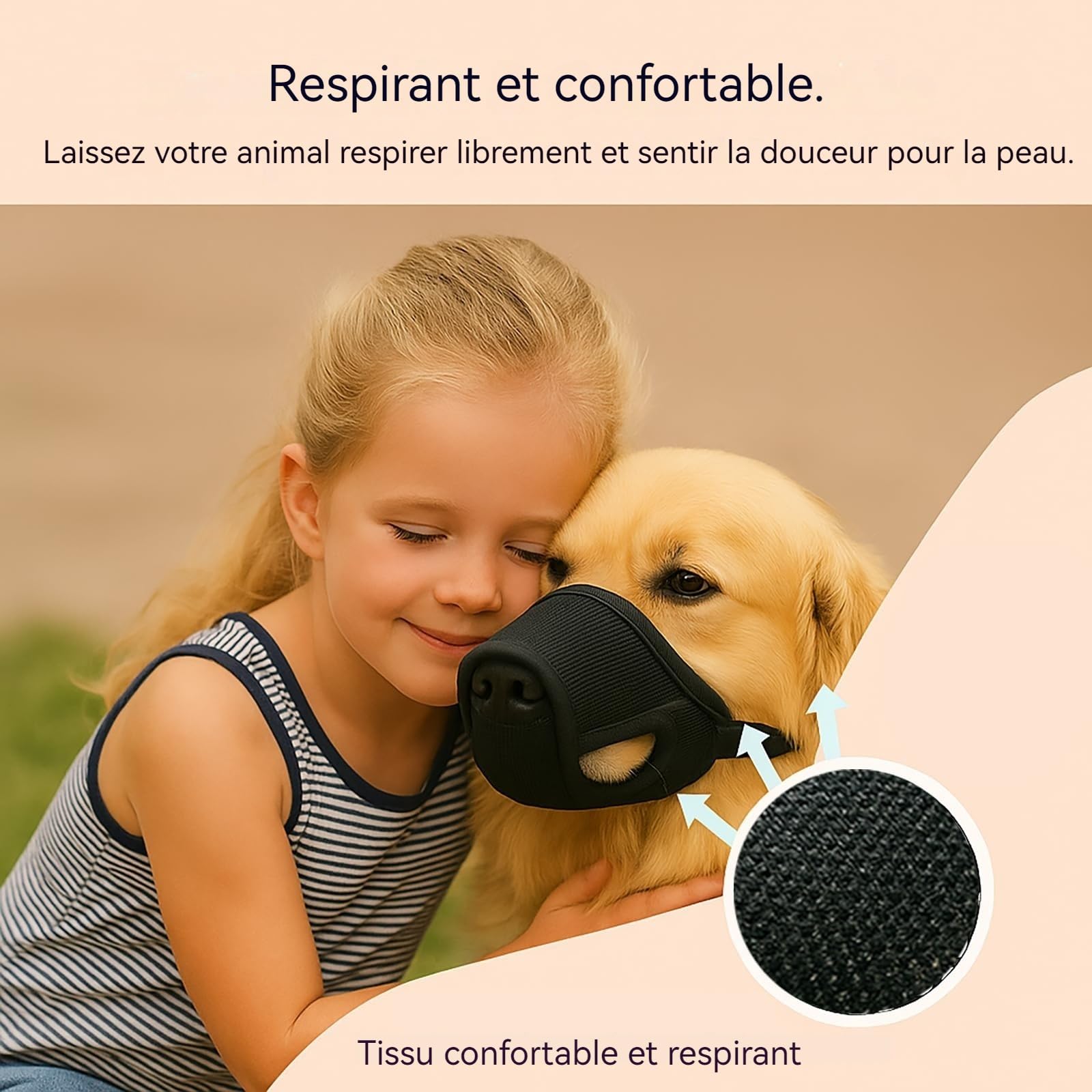 Filet respiratoire pour Chien Colenumone - Anti-Morsure, Anti-Perte de Poils, Anti-charognard, Facile à Nettoyer/enlever, Facile à Couper, Ne Pas frotter (M)