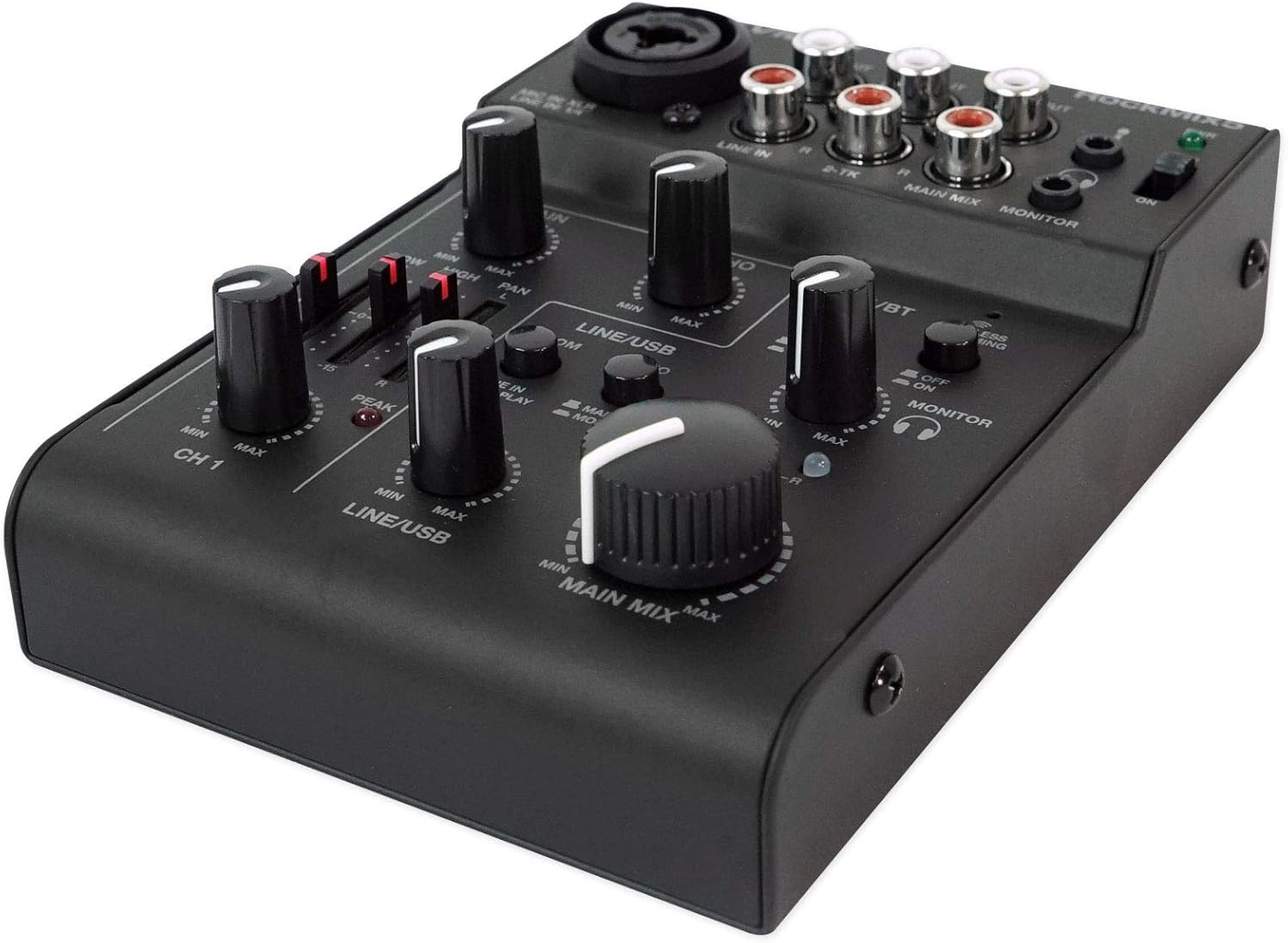 Rockville RockMix 5 Channel Pro Mixer w/USB Interface, Bluetooth, Echo, 2-Band EQ, Compact Design, Portable, for Podcasting and Live Music