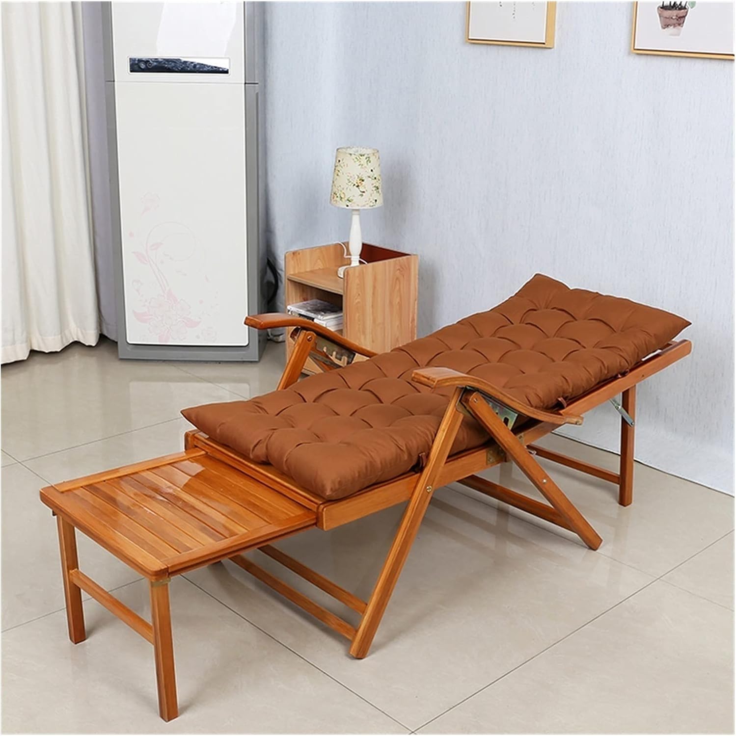 Outdoor Zero Gravity Chairs,Ocker Adult Nap Chairs Portable,Comfortable Garden Reclining Chair,Chairs with Padded Seats,Bamboo 3 In1 Recliner,Patio, Front Porch, Deck, Garden, Balcony (Colo