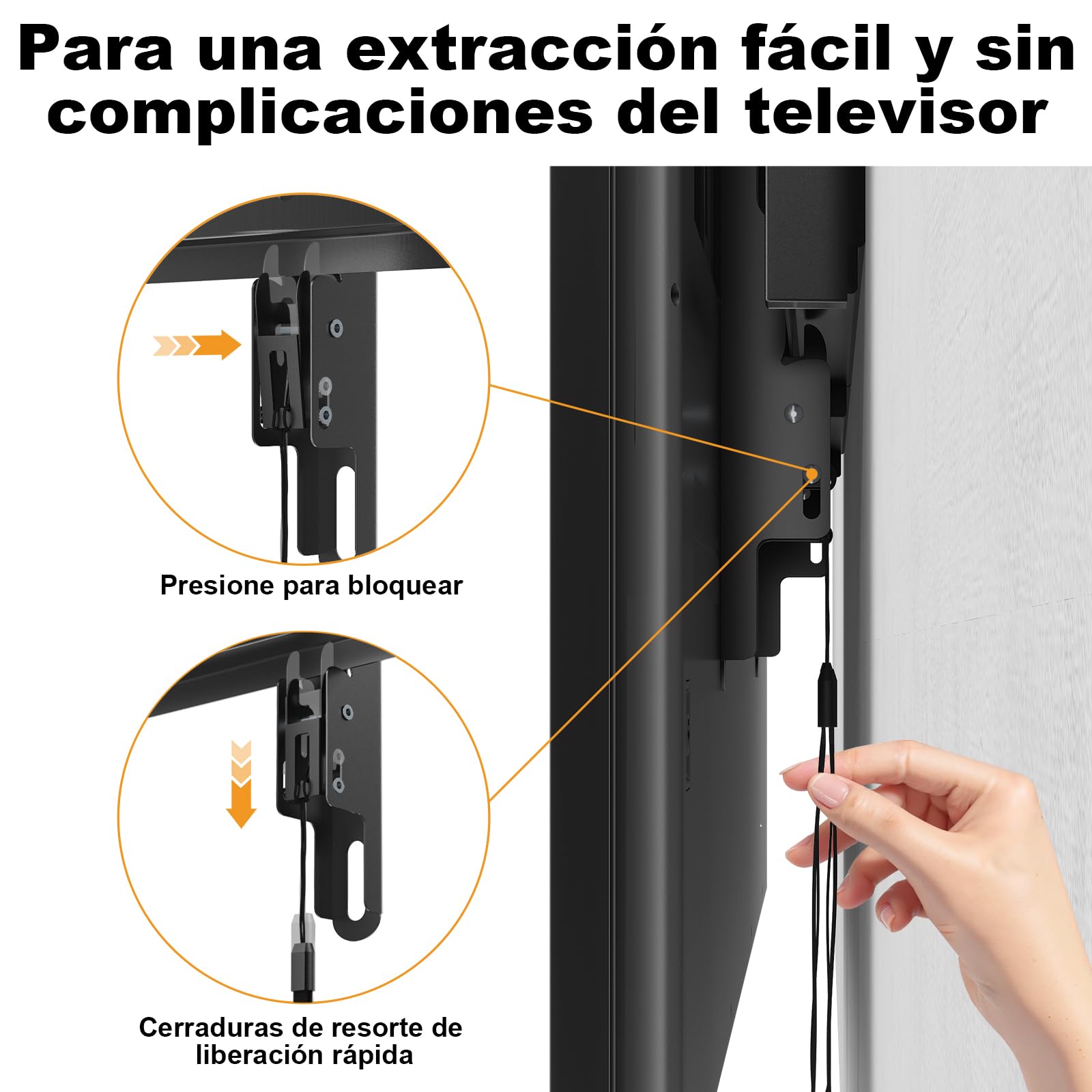 Soporte de Pared Universal para TV Inclinable 43-95 Pulgadas, Soporte Plano para TV hasta 75kg, Compatible con VESA 800x400, para TVs Curvos y Pantallas Planas, Negro