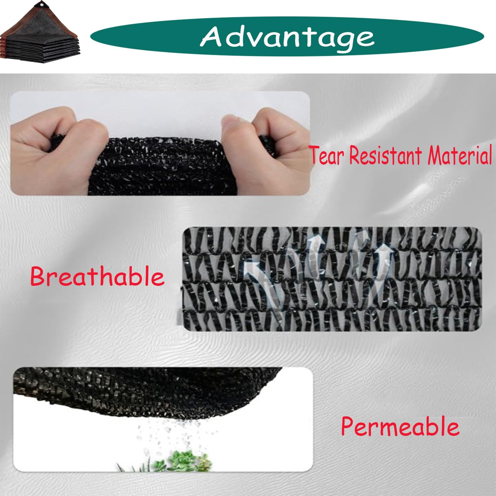 Lona de malla negra resistente a los rayos UV para zonas frescas, invernaderos, camas elevadas, mascotas, gallineros, 19 x 29 pies
