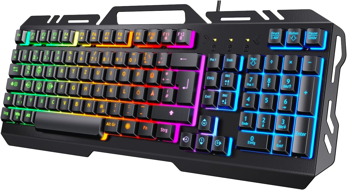 gaming keyboard tedgem pc gaming keyboard ps4 gaming keyboard usb wired gaming keyboard 19 keys anti-ghosting with led illuminated keyboard for pc  laptop  ps4  xbox one german layout
