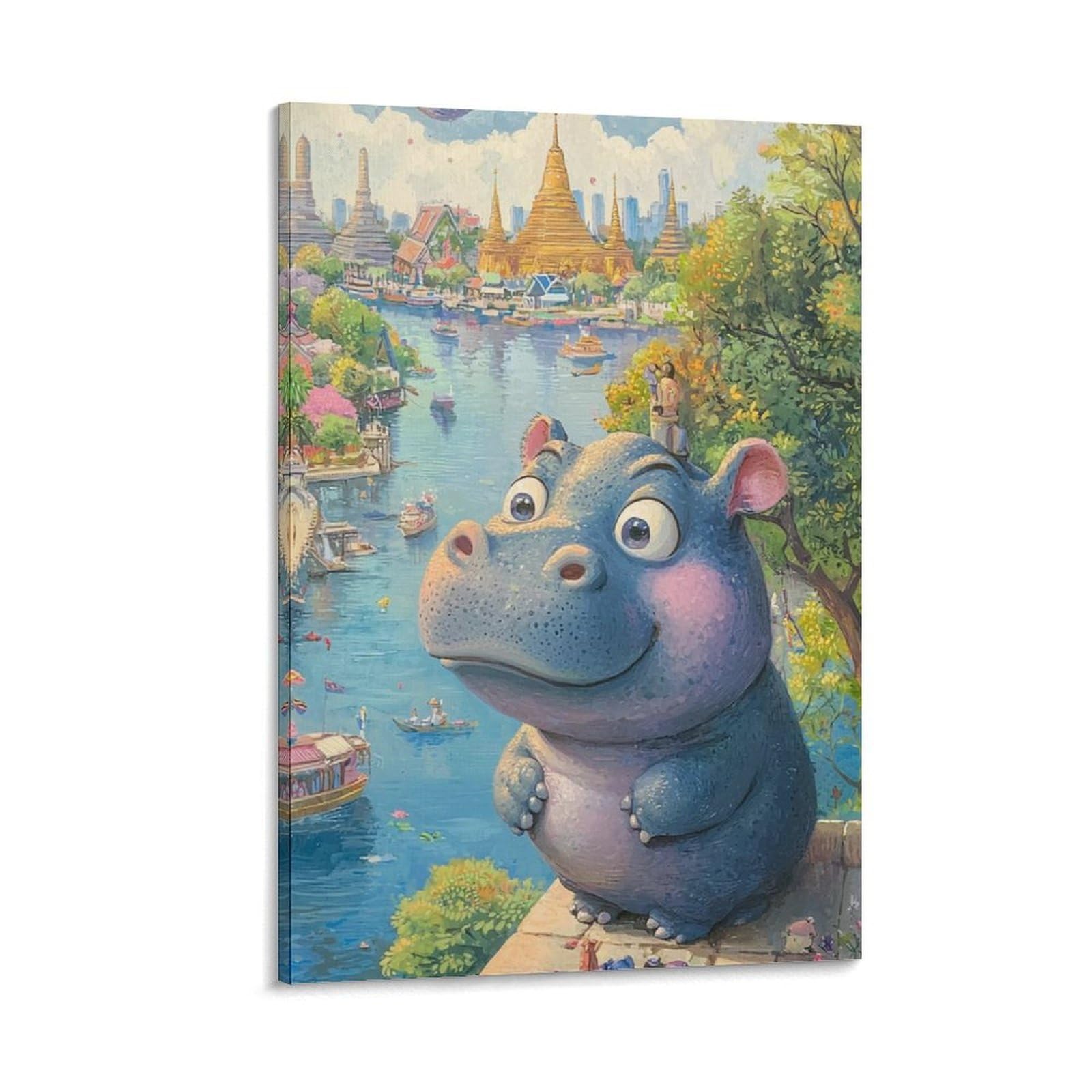 Toile hippopotame pour embellir un mur vide et personnaliser son intérieur