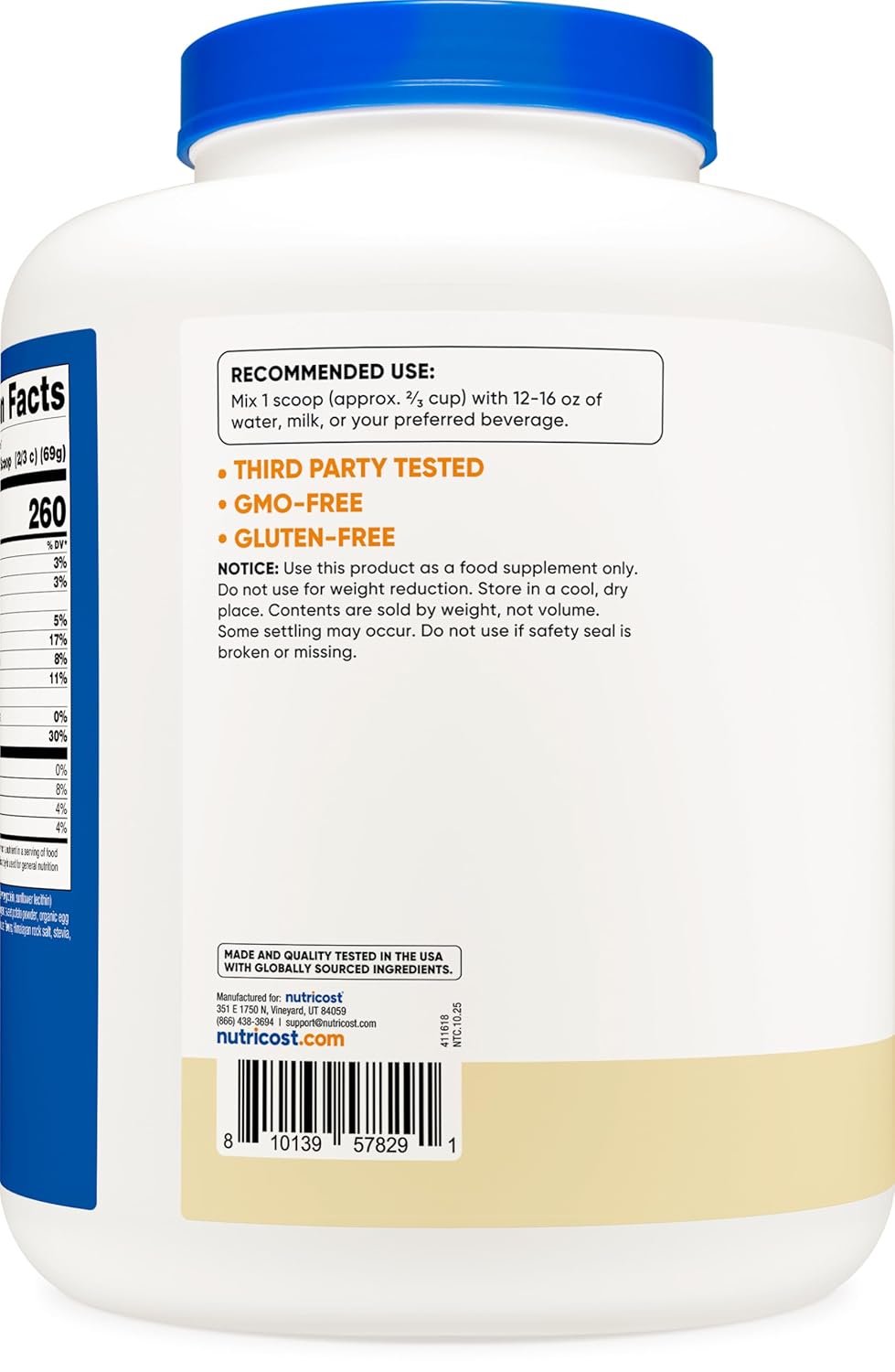 Nutricost Meal Replacement Shake Powder (Vanilla) 4.6 LBS - 30g of Protein with Fiber, GMO-Free, Gluten-Free, 30 Servings