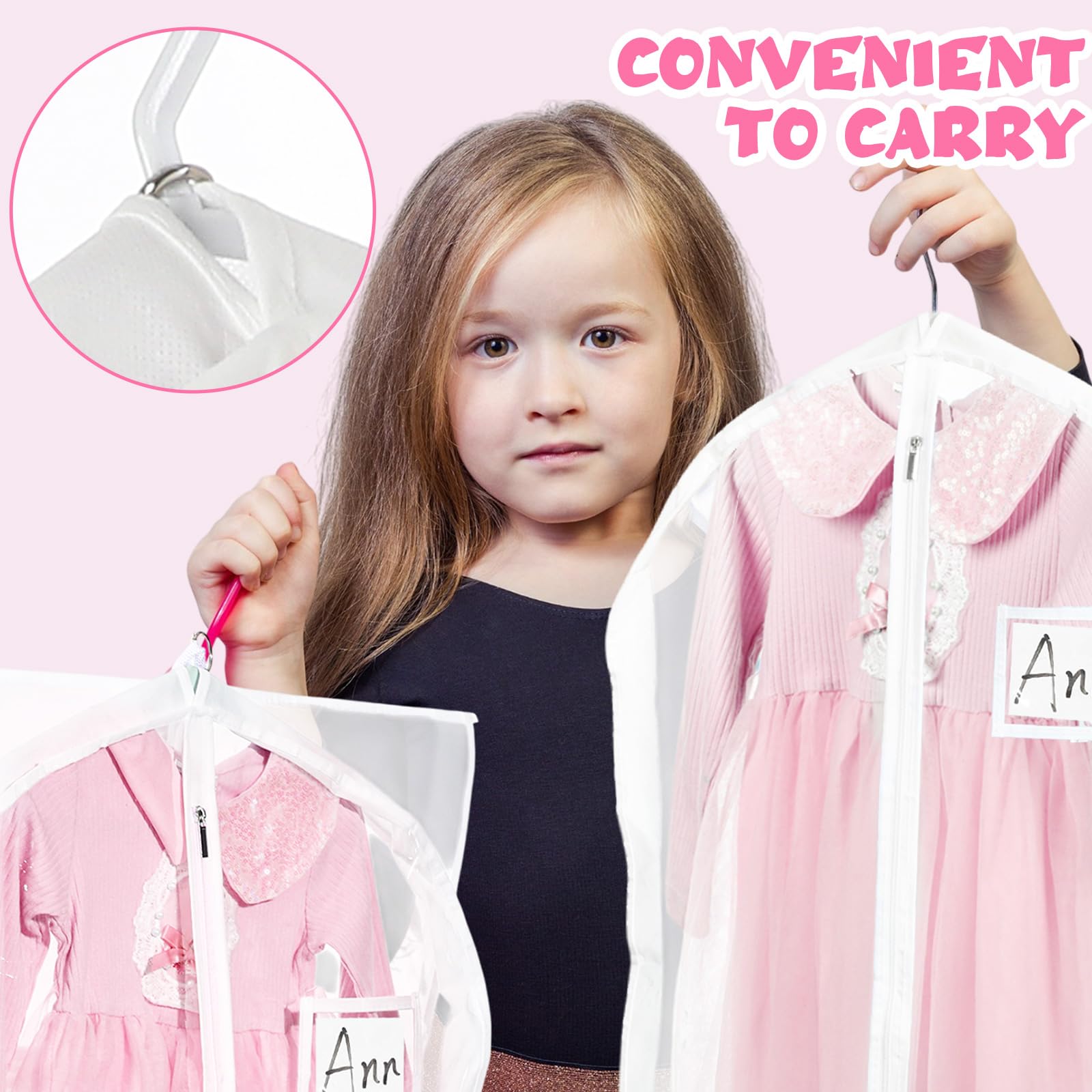 14 bolsas de ropa para disfraces de baile, PVC transparente con cremalleras, bolsa de trajes de 61 x 127 cm, bolsa con bolsillos, organizador de disfraces de baile para funda de