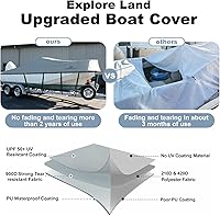 Vista 2 de Explore Land 900D - Funda impermeable para barco remolcable de 900D; se adapta a longitudes de 14 a 16 pies, ancho de haz de hasta 76 pulgadas