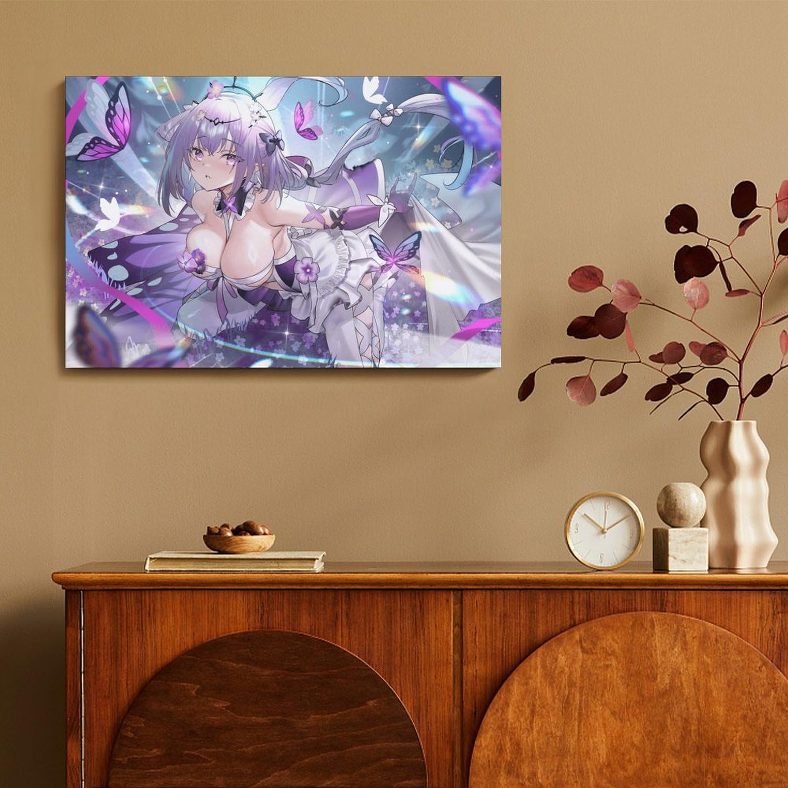 Large Anime Canvas Print - Purple Beautiful Waifu Artwork, Vibrant Pop Art Poster for Gamers & Modern Decor Frame-style-1 08x12inch(20x30cm): 12x18inch(30x45cm) Unframe-style-1