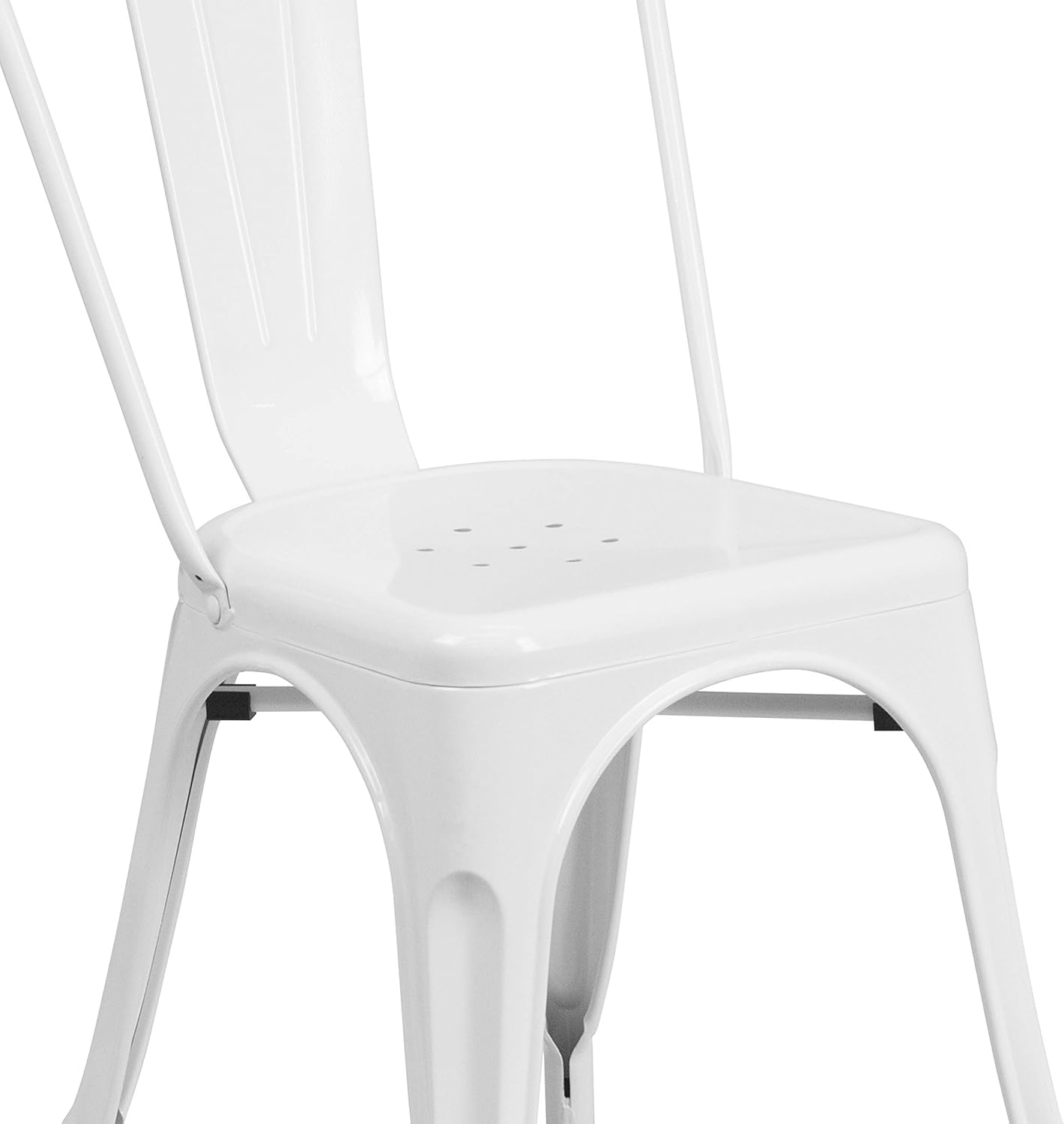EMMA + OLIVER Commercial Grade White Metal Indoor-Outdoor Stackable Chair