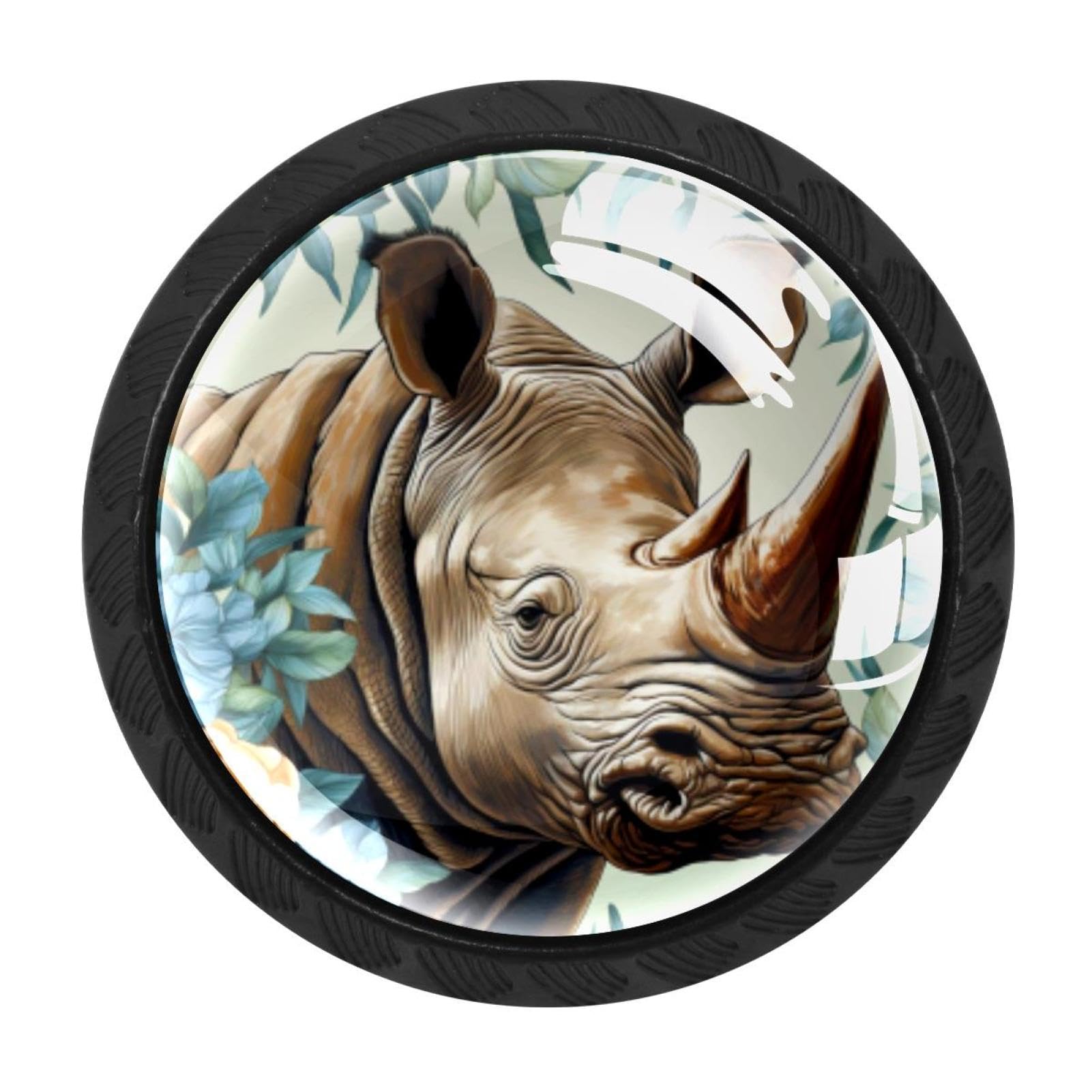 CHENZZZZ 4 pcs Rhinoceros Cabinet Knobs Crystal Drawer Pulls for Kitchen, Bathroom Cabinet, Dresser and Cupboard