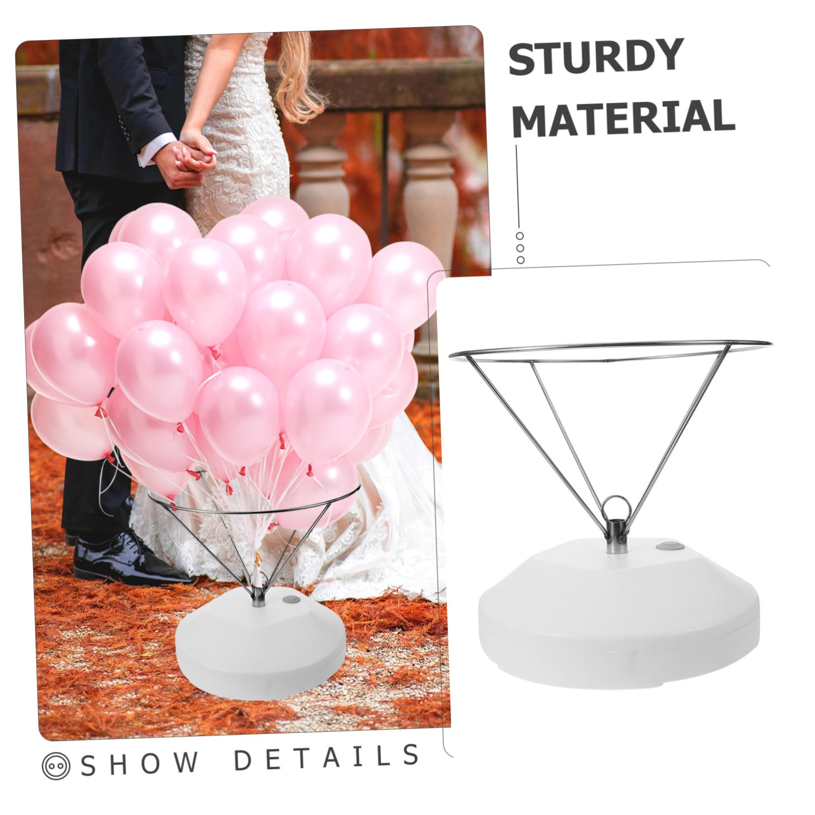 Ballonstand 1 Satz aus Kunststoff und Edelstahl für Outdoor und Hochzeit | Stabiles Ballongestell mit Großer Basis, für Unterschiedliche Größen und Formen, Halloween Party