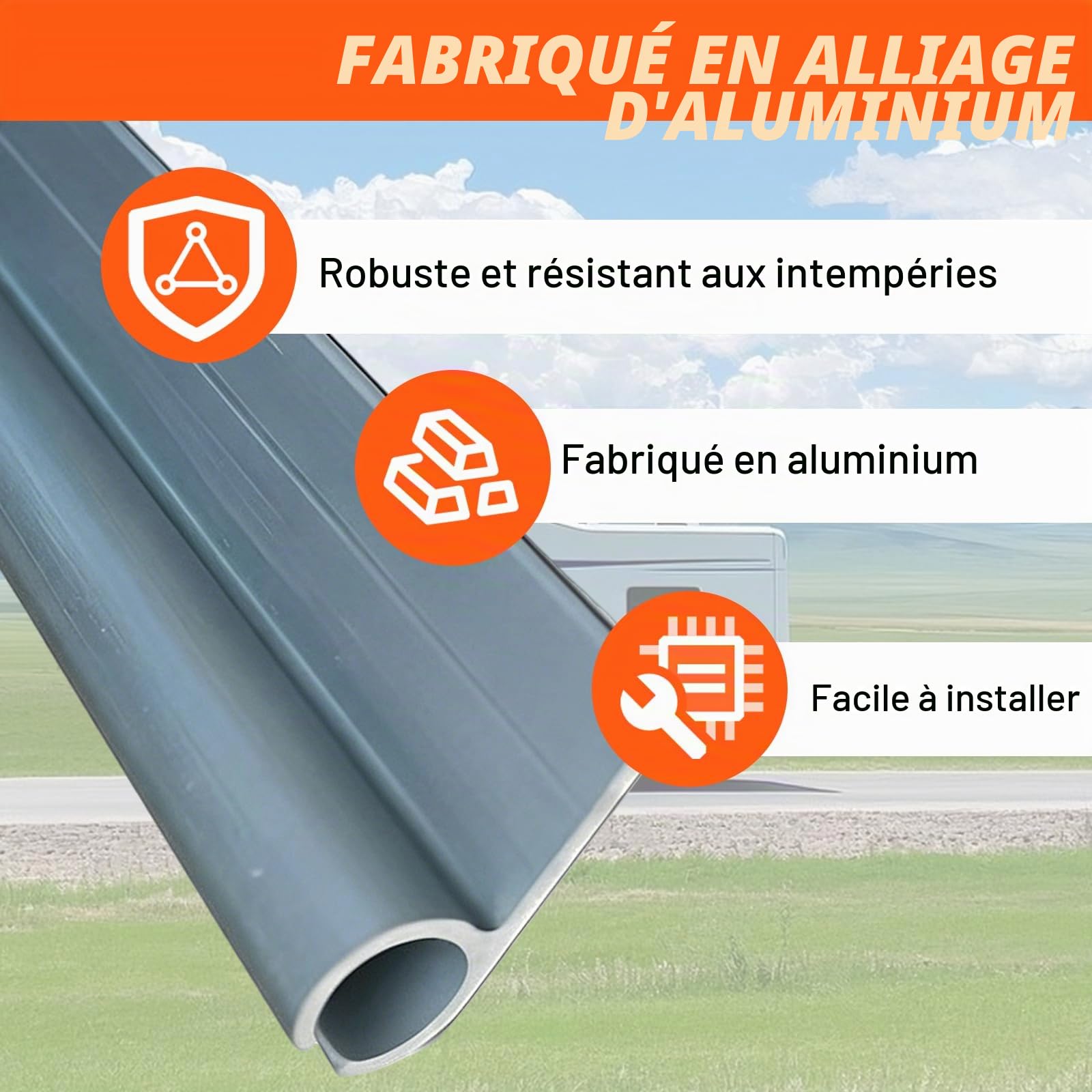 BRGD 8 Pièces 50cm Bande D'auvent en Aluminium, Rail d'attache Canal C 45° Rail d'auvent pour Camping-Cars, Caravanes et Tentes
