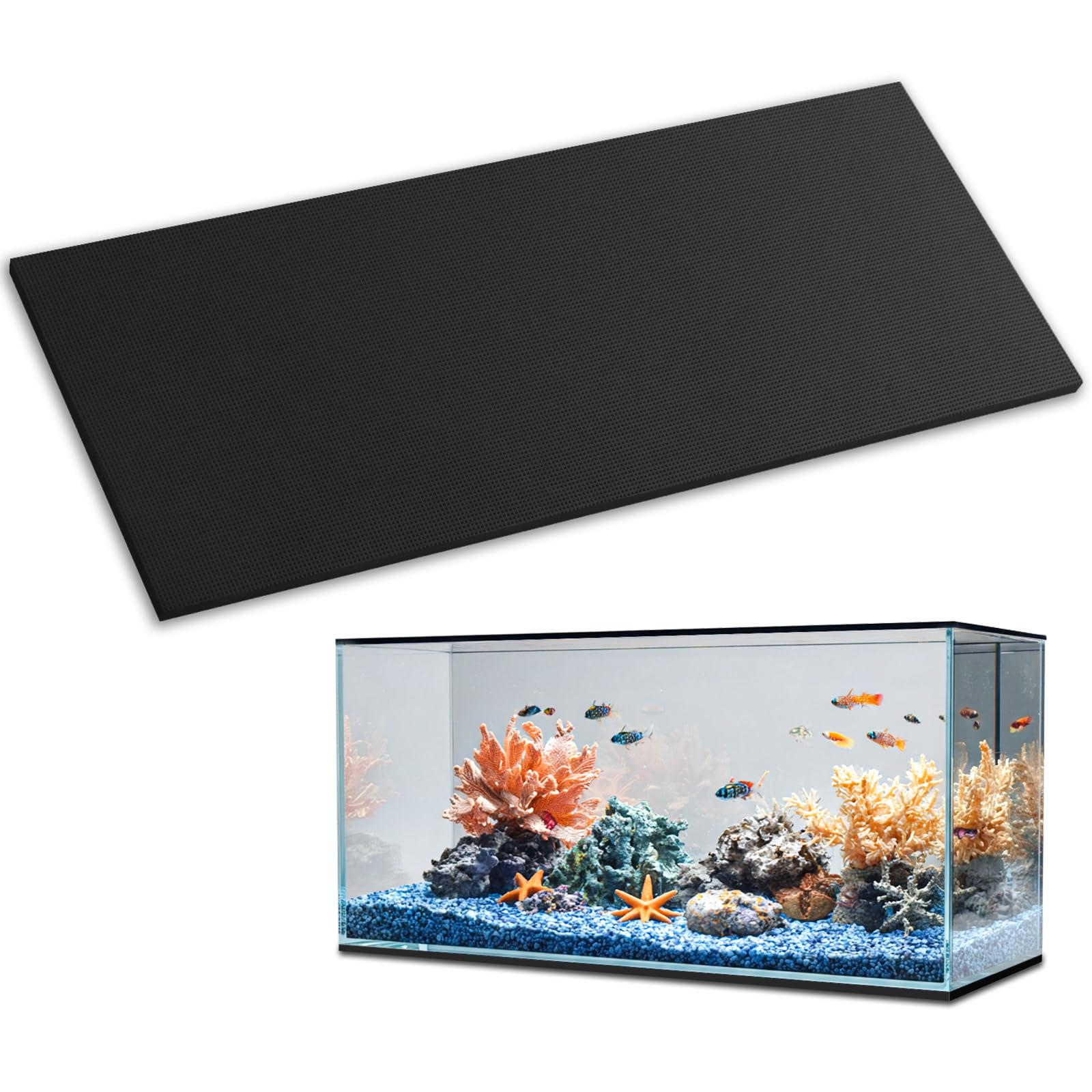 Aquarium Leveling Mat 1 Pack, 60 × 120cm Aquarium Mat Under Tank Pad, 6mm Thick Non-Slip Shockproof Fish Tank Cushion, Waterproof, Easy to Cut, Black
