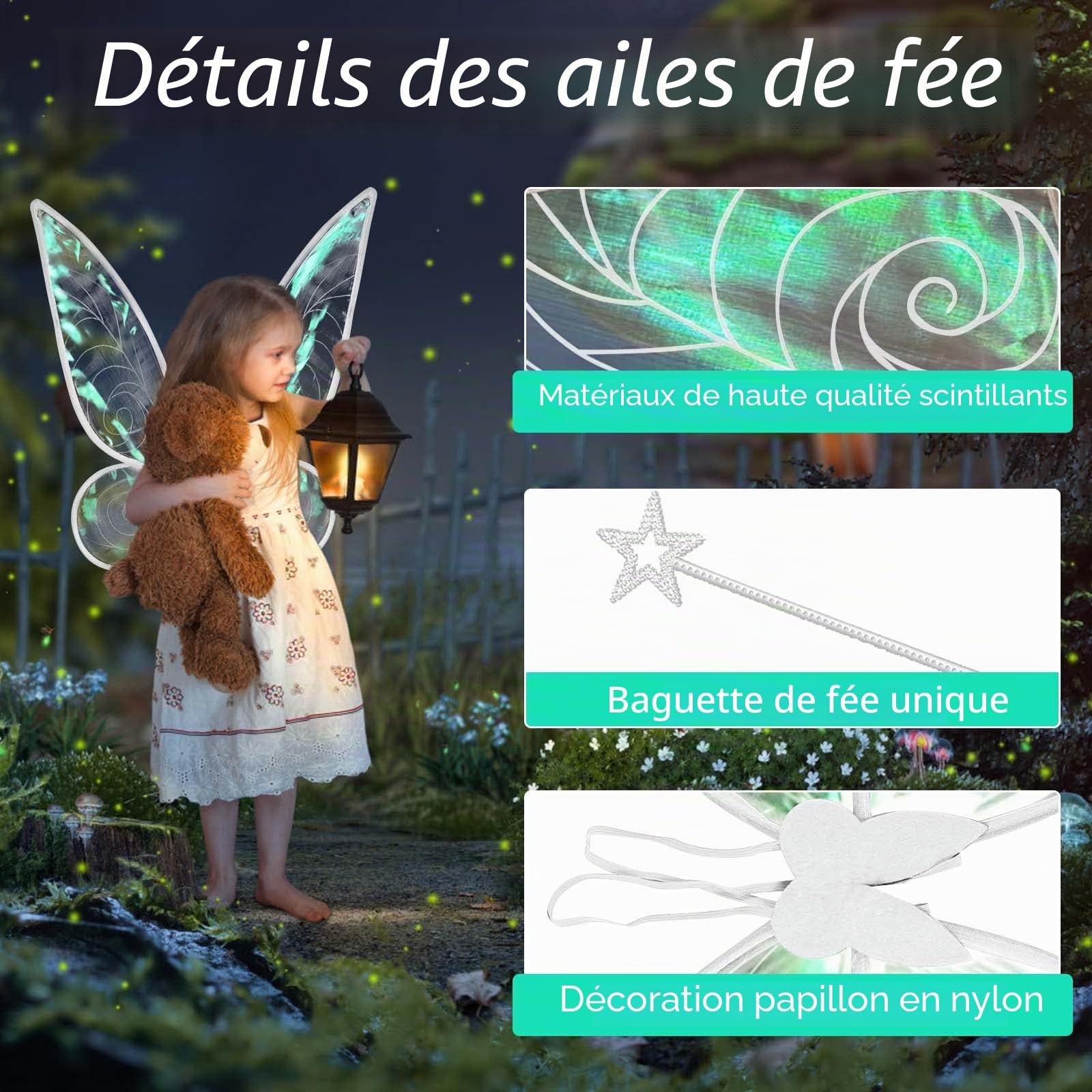 Goenb – Lot De 2 Paires D’ailes De Fée Flash Pour Adultes Et Enfants – Costume Carnaval, Halloween, Anniversaire, Cosplay