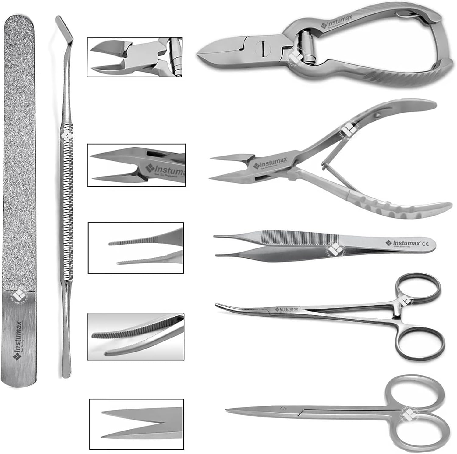 Ingrowing Toenail Removal Cutters, Scissors, Nail File Kit Chiropody Podiatry Supplies Nailcare Tools 7pcs Set by INSTUMAX