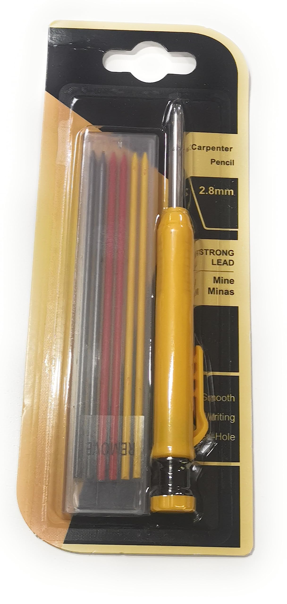 2.8mm Solid Carpenter Pencil With 6 Colors Refill Leads Built-in Sharpener Marking Tool Woodworking Deep Hole Mechanical Pencils - 21 - View #13