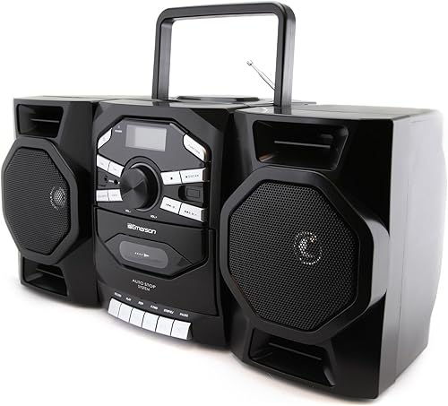 Emerson Boombox estéreo portátil de CD y casete con radio AMFM