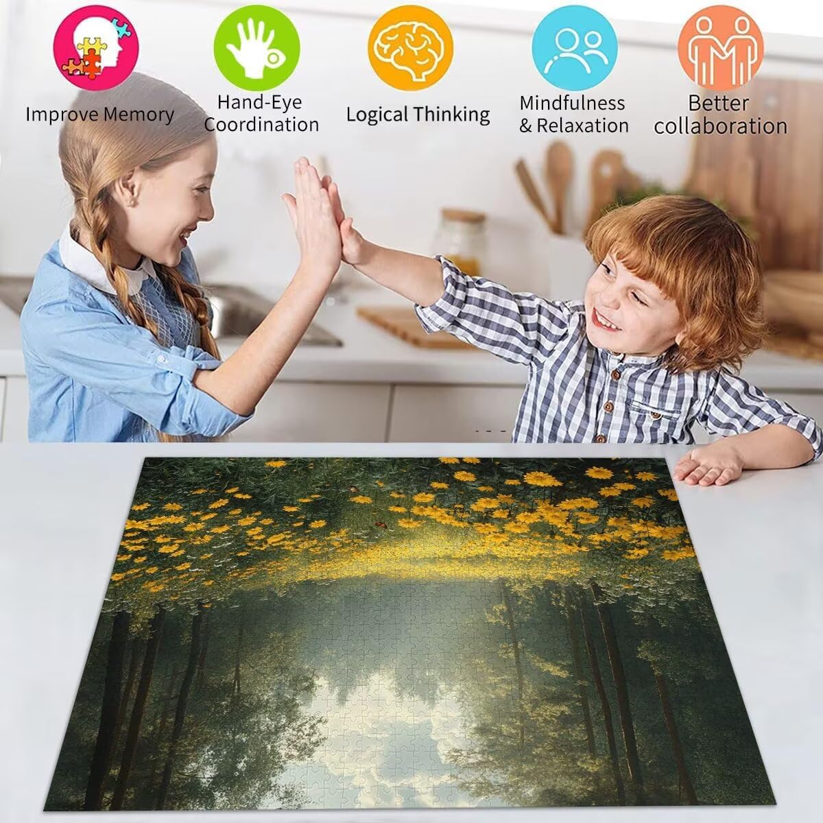 Puzzle Erwachsene 2000 Teile Wald Blume Educa Jigsaw für Kinder ab 8 Jahren Mädchen Jungen, Erwachsene Impossible Klassische Puzzles Schwer, Anspruchsvoll Spielspaß, Als Familienspiel 70x99cm t-866
