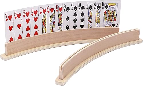 Exqline Juego de 4 bandejas curvadas de madera para niños y adultos mayores – 13.4 pulgadas con base ancha lo suficientemente estable para puente,