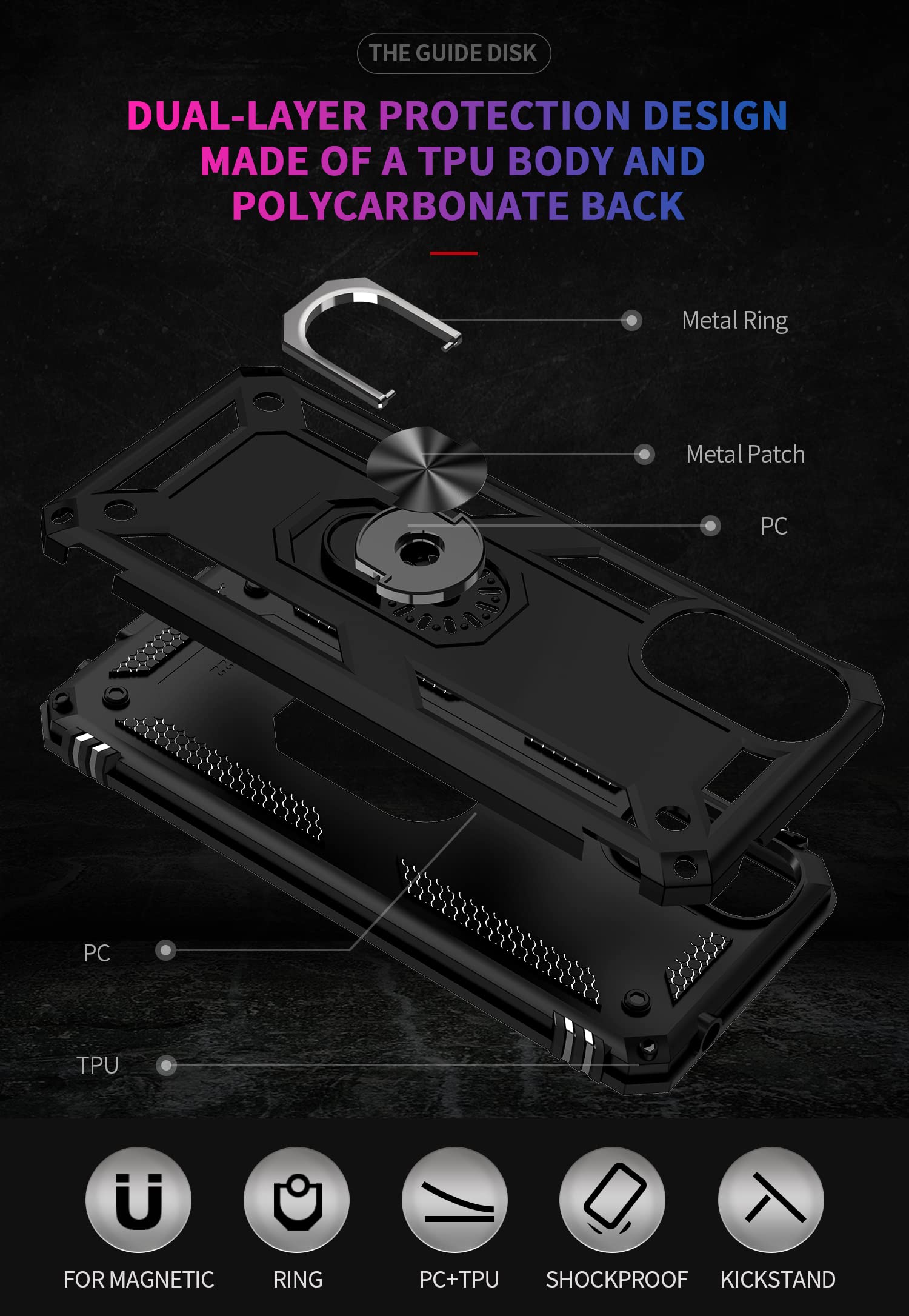 Custodia Pixfab Per Motorola Moto G22 Silicone Nero + Vetro Temperato 9H