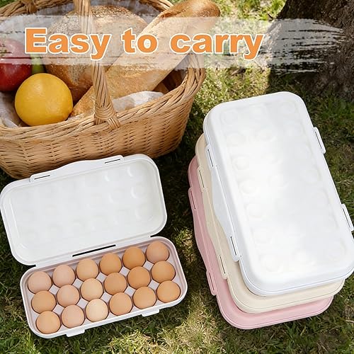Miniatura 9 de PhantomSky Soporte para huevos al aire libre de gran capacidad, contenedor de almacenamiento de huevos frescos de plástico para refrigerador, #4-015