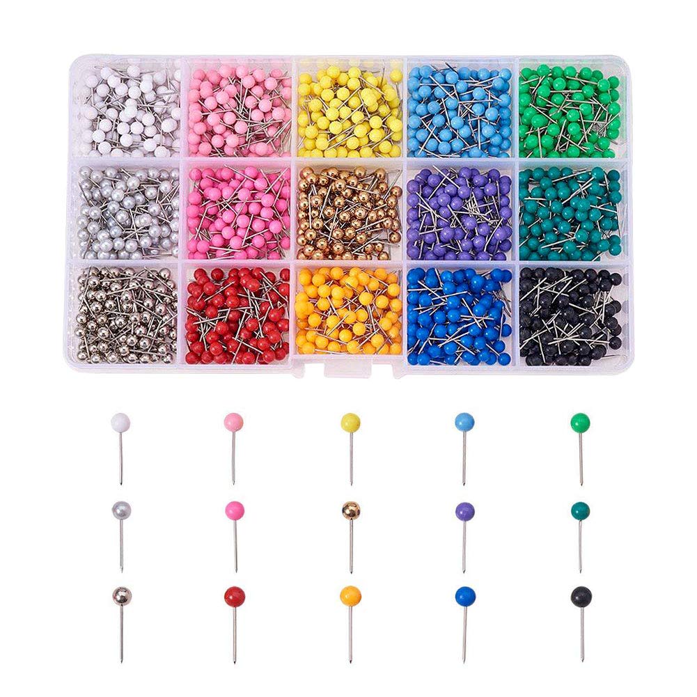 Buy 1500 Pcs Push Pins Colorful Tacks Plastic Round Head with Steel