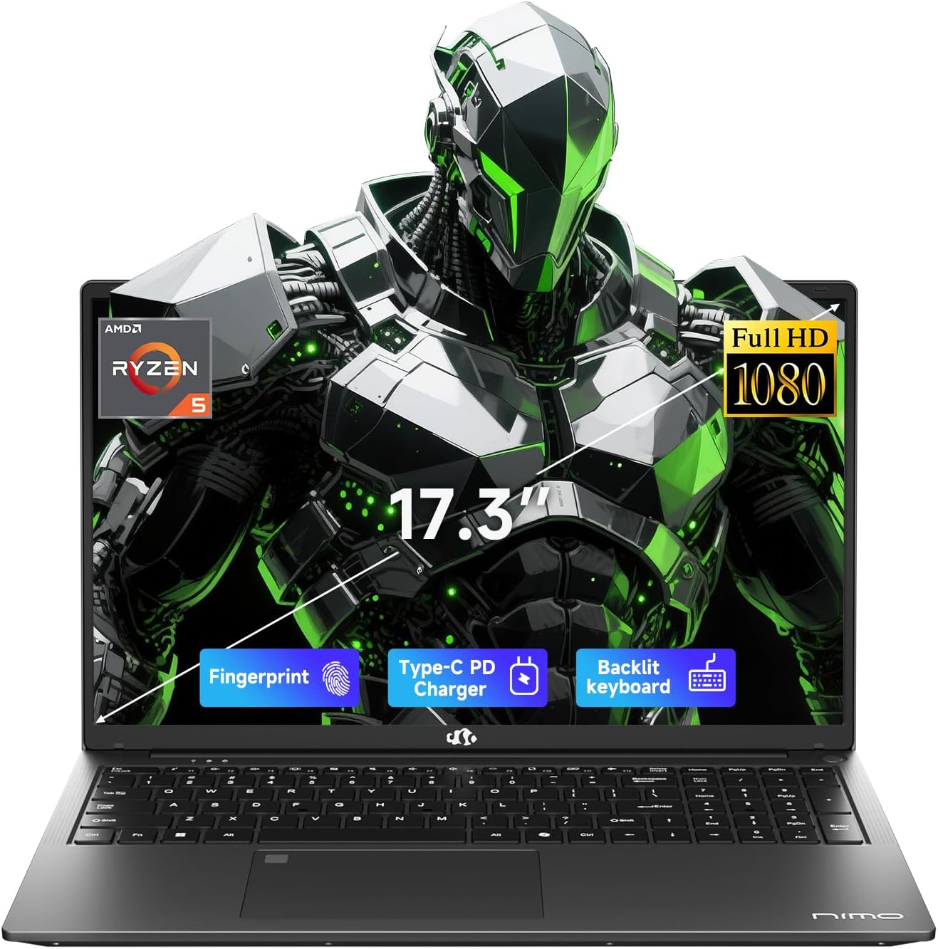 NIMO 17.3″ IPS FHD-Gaming-Laptop,...