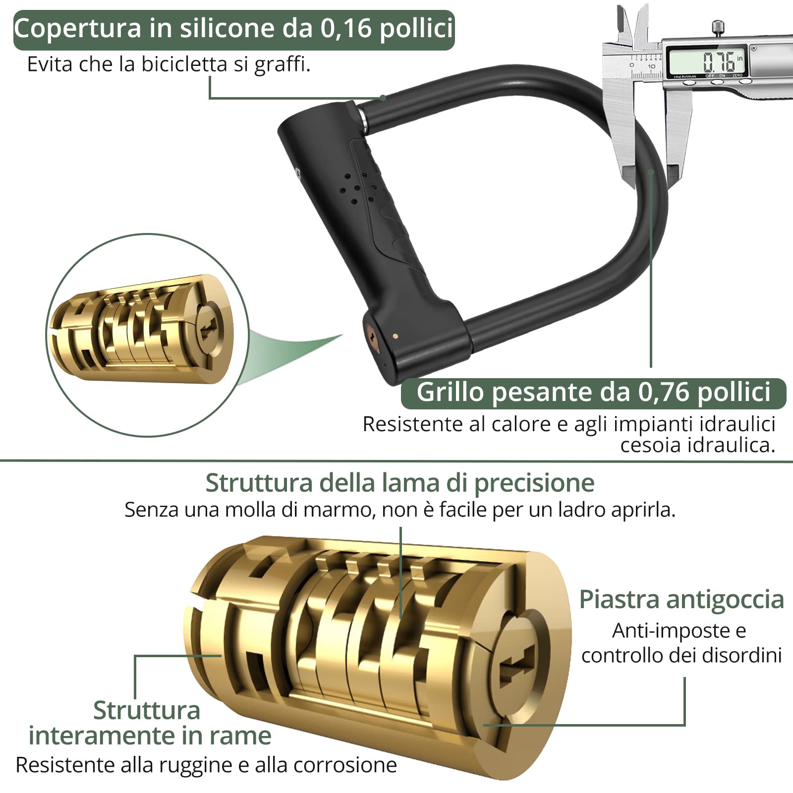EYPINS Lucchetto a U con 110dB Allarme Resiste a 20 Tonnellate di Cesoie Idrauliche Antifurto e Allarme Impermeabile,con Chiave e Batteria per Bici, Scooter, Moto