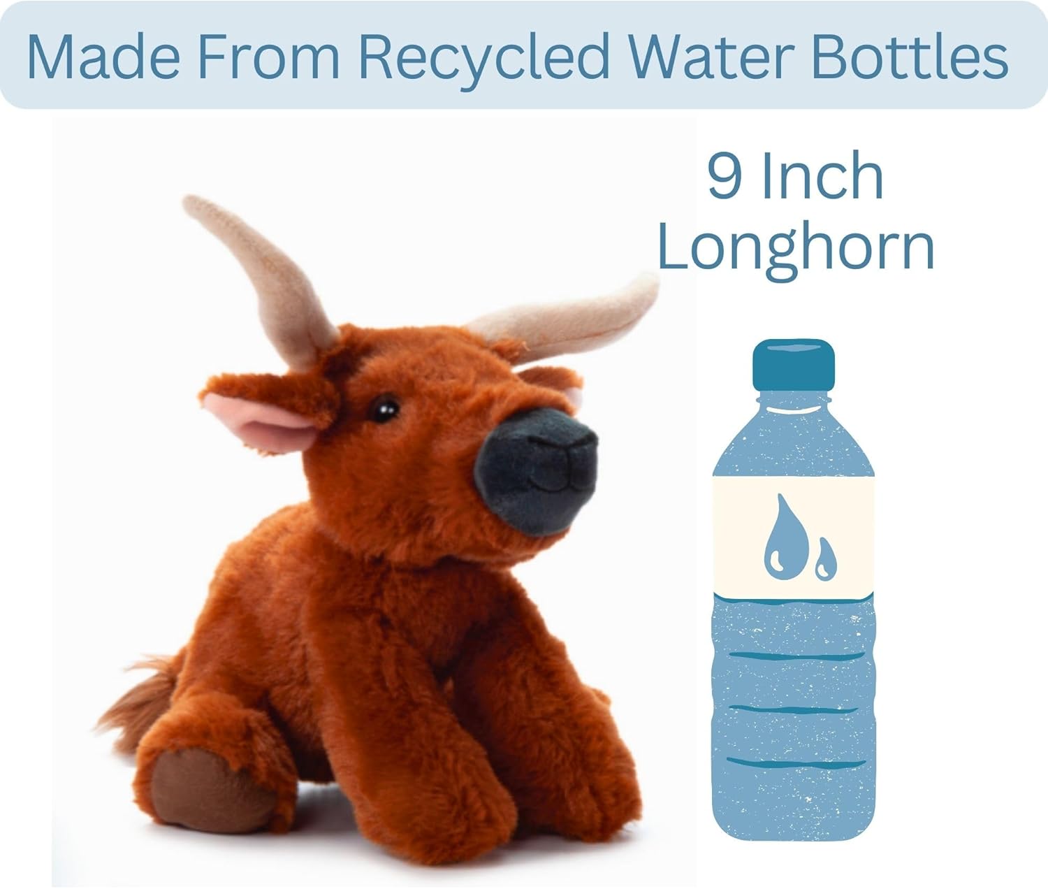 The Petting Zoo Longhorn Stuffed Animal Plushie, Gifts for Kids, Wild Onez Wildlife Animals, Longhorn Plush Toy 9 inches - Image 7