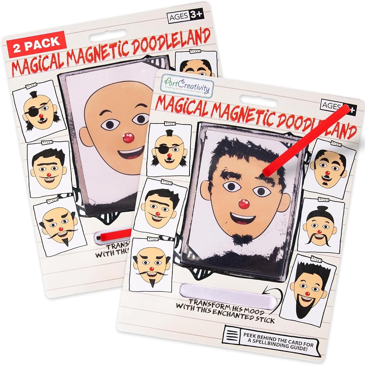 ArtCreativity Magnetic Drawing Face - 2 Pack - Travel Toys for Kids, Magnetic Travel Game, Magnet Drawing Doodle Board for Kids - Retro Toy, Vintage Toy, Travel Essentials Games for Ages 3+