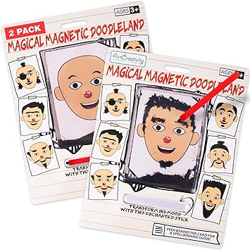 ArtCreativity Magnetic Drawing Face - 2 Pack - Travel Toys for Kids, Magnetic Travel Game, Magnet Drawing Doodle Board for Kids - Retro Toy, Vintage Toy, Travel Essentials Games for Ages 3+