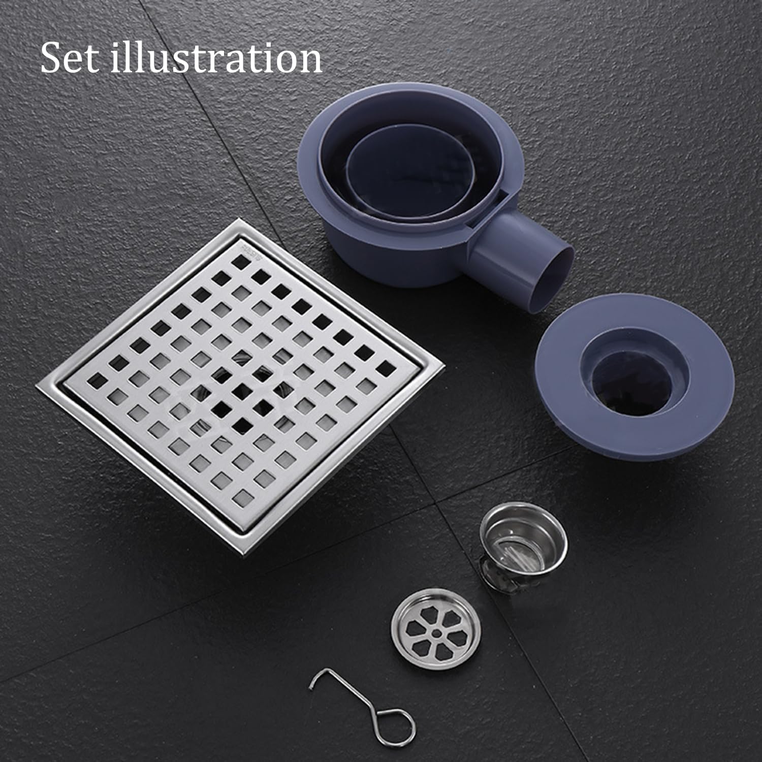 15x15 Cm canalina Per Doccia,Piletta Doccia a Pavimento,Scarico Pavimento Doccia,Con Sifone Antiodore a 360°,Filtro Antiodore e Filtro Per Capelli 2 In 1,Per Bagni,Cantine,Interni Ed Esterni