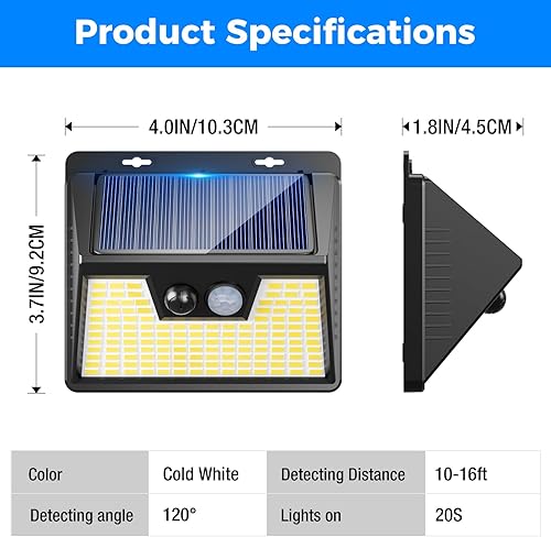 Miniatura 7 de Peasur Luces solares impermeables para exteriores 12 paquetes140 LED, 3 modos de iluminación solar con sensor de movimiento para exteriores, luces